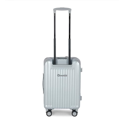 Image of SWISS MILITARY Polycarbonate Summit 360 Rotatable 8 Wheel 60cm Hard Trolley Luggage, Anti Theft Zip, TSA Lock, 15.6 inch Laptop Compartment, Expandable Storage Suitcase & Dust Cover Free Small Silver 62L