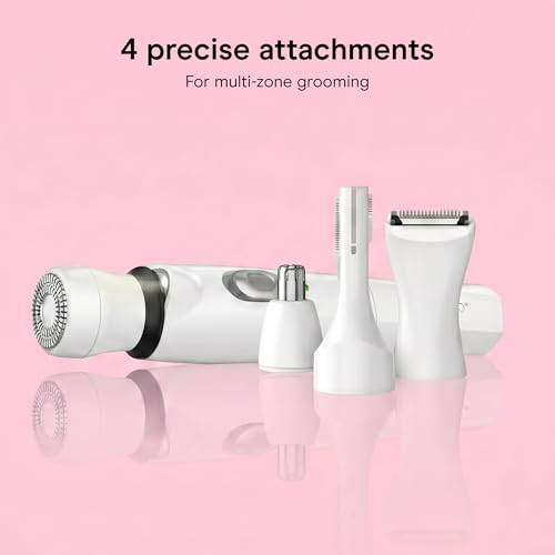 Image of Conair Girlbomb All-in-One Face and Body Trimmer | Rechargeable Wet /Dry Shaver with 4 Attachments for Face, Nose, Brows, and Body, White, GBLT86L