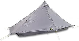 Six Moon Designs Lunar Solo Gray 1 Person Ultralight Tent. 26 oz. Backpacking Tent. 100% Silicone Coated Polyester Material for Reduced Fabric Stretch & Volume. Trekking Pole Setup.