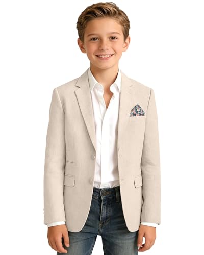 Image of Bofan Linen Boys Blazer Formal Suit Jackets for Boy Outwear Jacket & Coats for Kids Boys' Fashion Summer Wedding Outfit