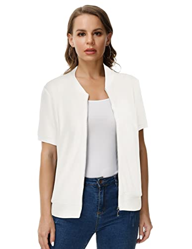 KANCY KOLE Womens Short Sleeve Jackets Casual Zip Up Sweatshirt Jackets with Pockets Summer Lightweight Coat Tops2