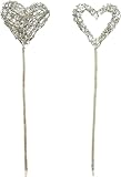 2X Dekostecker Herz aus Reisig, rustikal, 60 cm hoch, Gartenstecker, Pflanzenstecker, Garten-Deko für Draußen