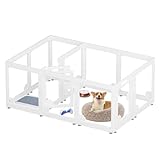 Expandable 12PCS Dog Playpen for Indoors, Modular Puppy Play Pen with Lockable Doors, Chew-Proof Transparent Panels & Waterproof Base. Perfect for Small Animals, Puppy Training or Multi-Pet Homes