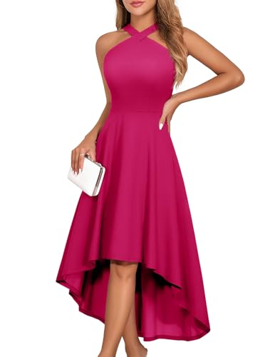 Amazon.com: DRESSTELLS Womens Formal Halter Cocktail Dresses 2026, Summer  Wedding Dress Graduation High Low Evening Party Long Dress Fuschia S :  Clothing, Shoes & Jewelry