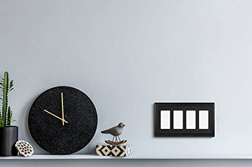 Sunken Pearls Decorative Wall Plate Switch Plate Outlet Cover, Durable Solid Zinc Alloy (Quad Decorator, Matte Black) #TOP6