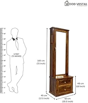 Woodvestal Sheesham Wood Dressing Table - Mini | Wooden Dressing Table | Sheesham Wood | Bedroom Furniture, Brown