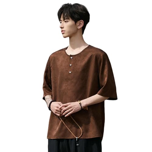 Chemise d'été homme jacquard style chinois de qualité supérieure