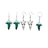 3 Pack Set Arwen Evenstar Dangle Earring Costume Jewelry Cz Elven Leaf Charm Aragorn Accessories Cosplay Drop Dangling Earring and keychain For Fans,Men Women