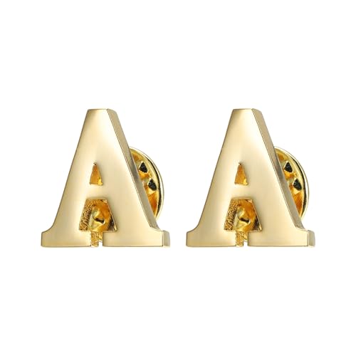 Épingles à col lettre A initiale alphabet en cuivre doré idée cadeau pour costume homme femme