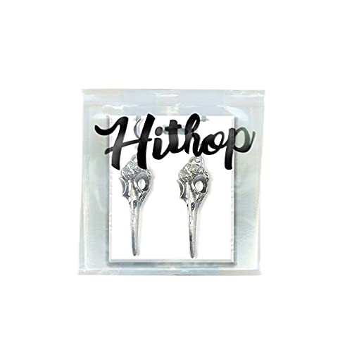 Halloween Jewelry Silver Crow Skull Earrings Charm Dangle Earrings Raven Earrings Bird Skull Jewelry Gothic Gift Set Punk Design4