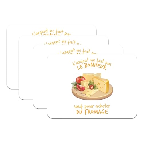 Sets de table en caoutchouc blanc lot de 4 grand format pour plateau de fromage convivial - 2