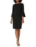 Calvin Klein Women's 3/4-Peplum Sleeve Sheath Dress, Black 18, 14
