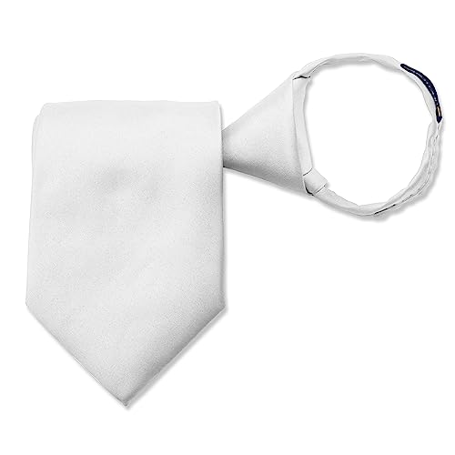 Image of boxed-gifts Umo Lorenzo Mens Zipper Ties Solid Color Pre Tied Polyester Neckties for Men and Women