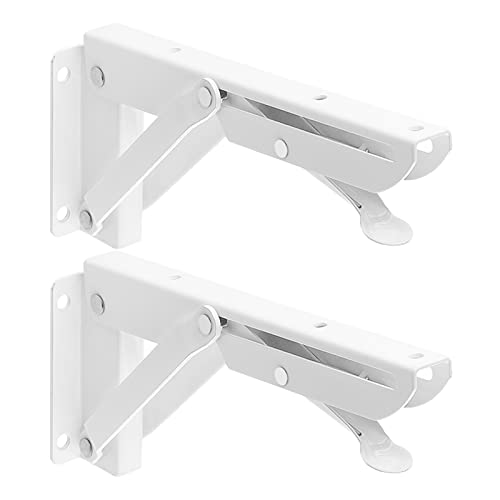 DANPHE Sturdy Folding Shelf Brackets - Heavy Duty White,Black Metal Triangle Table Bench Folding Shelf Bracket, 2 Pcs Folding Shelf Hinge Wall Mounted, Max Load 400lb. (Size : 30x14cm(11.8x5.5in))