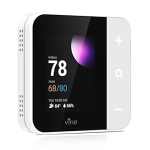 vine Thermostat for Home with Touchscreen Color Display, WiFi Smart Thermostat Compatible with Alexa and Google Assistant, 7day/8period Programmable, Energy Saving, C-Wire Required, Screen Size 2.8″
