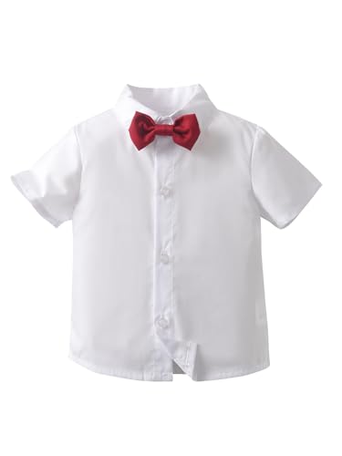 Image of Boarnseorl Baby Boys Shorts Sets, Infant Shirt+Shorts+Bow Tie+Vest,Toddler Gentleman Outfits Suits