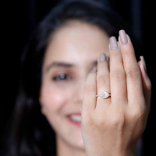 Certified Moissanite Oblong Engagement Ring, D-Vs1 Quality, Moissanite East West Ring for Women - Ready To Gift4