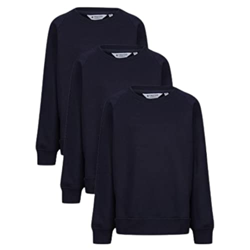 Trutex Sudadera lisa para la escuela, cuello redondo, unisex, para niños y niñas, uniforme escolar, talla de 2 a 3 años, niños a XXL, adultos, hombres y mujeres, Tinta azul., 11 años Cover