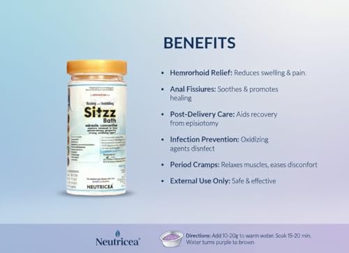 Image of Sitzz Bath Powder 200g- Fizzing & Bubbling Sitz Bath Soak for Period Cramps Hemorrhoids, Perineal Care, Postpartum Relief, and Intimate Hygiene - for Foot Bath Body Relax Muscle Relieves Aches Pain