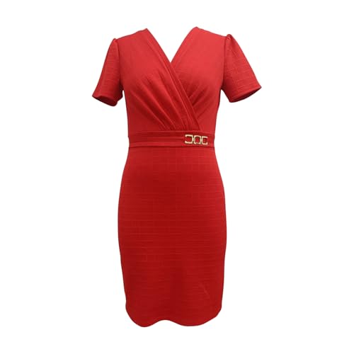 Wrapped Front Gold Buckle Trim Pencil mini Dress