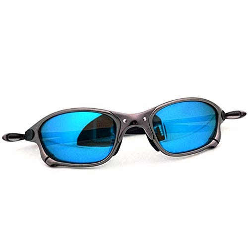 Top Sport UV400 Polarized Sunglasses Aluminum Metal Frame Riding Driving Mirror (GUN ICE BLUE)