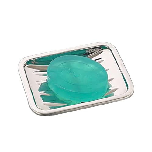 Image of Expresso Soap Dish Holder Stainless Steel Soap Tray with Drain for Bathroom, Shower, and Kitchen Sink (Rectangle-N)