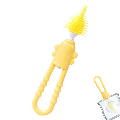 Samuliy Cepillo de limpieza de silicona, cepillo de limpieza de chupete de silicona, cepillo de limpieza de biberones para niños pequeños con mango largo para pezón y chupete