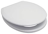 CARATTERISTICHE: Lunghezza 43 - 45 cm x Altezza 3.5 cm x Larghezza 37.5 cm, Set Fissaggio : Interasse degli attacchi regolabili (cerniere) da 14 a 18 cm. Cerniere in metallo cromato con chiusura ammortizzata, robuste. Asta filettata: Altezza 7 cm x M6. Montaggio: facile e veloce con tutti gli accessori necessari in confezione, con fix-clip (quick-fix), sostituito in 2 minuti! Anche facile da pulire, Seduta Comoda