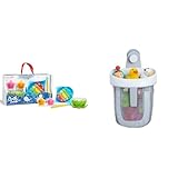 Munchkin Bath Beats Musikalisches Badespielzeug-Geschenkset, Mehrfarbig & Aufbewahrungskorb für Baby-Badespielzeug, Badewannen-Organizer mit Abnehmbarer Wandhalterung für das Bad, Saugnapf und Griff