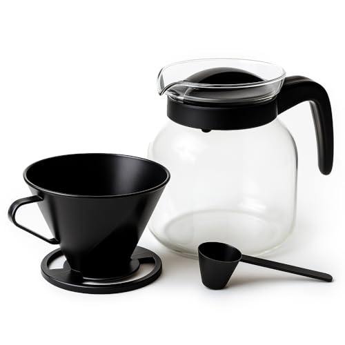 MGE - Jarra de Café de Cristal 1,2 L - Apta para Microondas - Cafetera Manual con Filtro Reutilizable - Jarra Melita para Café, Té e Infusiones MGE - Jarra de Café de Cristal 1,2 L - Apta para Microondas - Cafetera Manual con Filtro Reutilizable - Jarra Melita para Café, Té e Infusiones