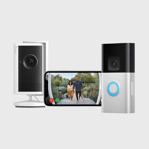 Ring Videocamera interna Plus (ultimo modello) con Videocitofono Plus a batteria | Videocamera di sicurezza plug-in | Retinal 2K, zoom ottimizzato 4x | Prova gratuita di 30 giorni del piano Ring Home