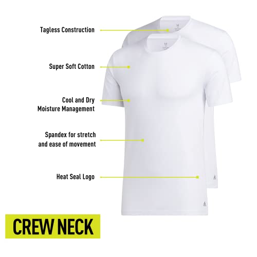 adidas Men's T-Shirts (2-Pack) – Stretch Cotton Crew Neck Undershirt, Soft Breathable Fitted Base Layer, White/White, Medium2