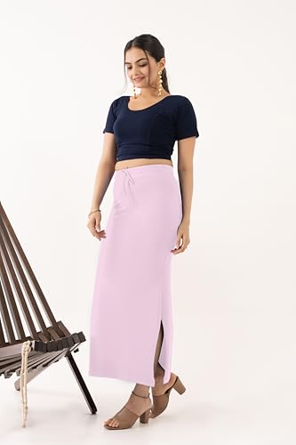 Image of DESI GIRL Cotton Lycra Stretchable Saree Shapewear Petticoat with Drawstring for Women | Fishcut Saree Petticoat with Side Slit for Easy Movement | Saree Shaper | Long inskirt
