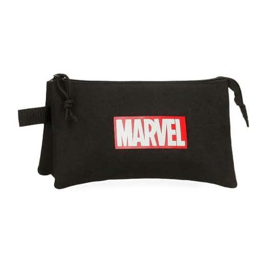 Disney Marvel Red Logo Estuche Triple Negro 22x12x5 cms Poliéster 1,32L