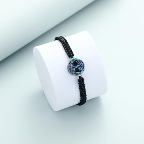 Imrsanl Tree of Life Urn Bracelet for Ashes for Women Men Handmade Braided Rope Cremation Keepsake Pendant Locket Bracelet Memorial Jewelry Gifts3