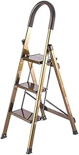 3-Step/4-Step Ladder, Lightweight Portable Attic Ladder Home Garden Stepladder Trimming Leaves Ladders Construction Ladder Stepladder (Color : Gold, Size : 3-Step) Favorite Gift
