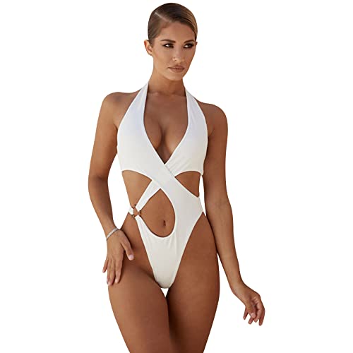 Traje de baño con Frente Cruzado Traje de baño de Pieza Traje de baño con Corte Bikinis para Vacaciones Tropicales Surf Traje de baño de Pieza para Mujer Traje de baño con Frente
