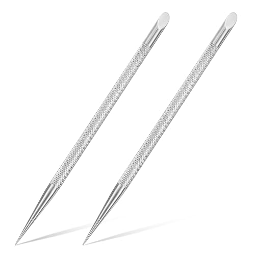 2 empujadores de cutículas de acero inoxidable, removedor de cutículas de metal, empujador de cutículas, empujador de cutículas, removedor de cutículas para manicura, pedicura y cuidado de uñas (plata