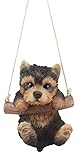 Ebros Adorable Lifelike Teacup Yorkshire Terrier Macrame Branch Hanger 5.5