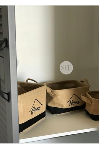 Jüt Sepet, Makyaj Sepeti, Banyo Sepeti, Dekoratif Sepet, Dolap içi Düzenleyici, Hediyelik Ev Eşyası Siyah