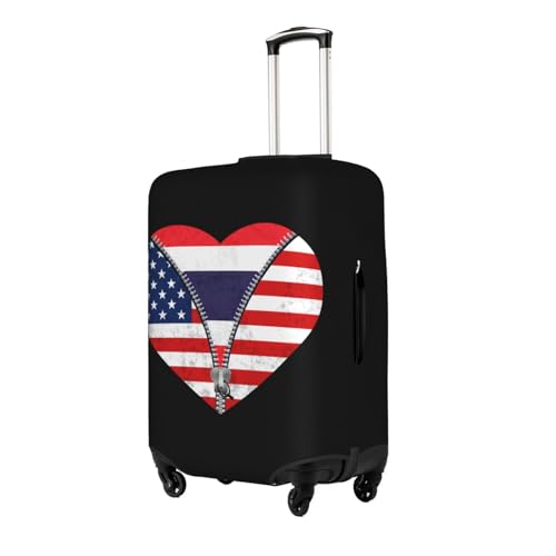 Travel Luggage Cover Heart America Flag And Thailand Flag Fashion Washable Baggage Suitcase Protector Fit For Luggage X-Large2