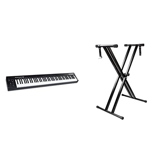 M-audio keystation 88 mk3 teclado controlador midi usb con 88 teclas + Rockjam Soporte de teclado ajustable con doble refuerzo y con correas de bloqueo
