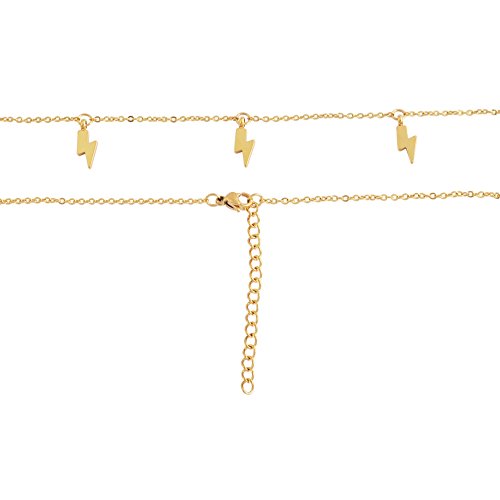 Edforce 18k Gold Plated Lightning Bolt Pendant Necklace, 15"+2" Extender2