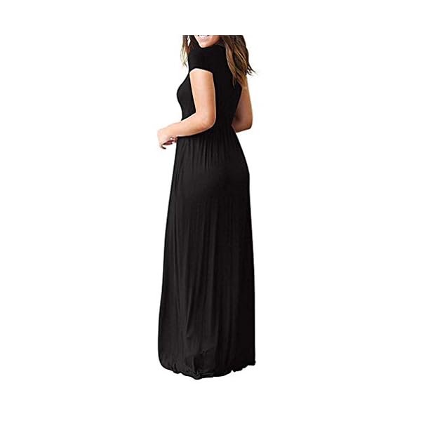 VIISHOW-Womens-Short-Sleeve-Floral-Dress-Loose-Plain-Maxi-Dresses-Casual-Long-Dresses-with-Pockets VIISHOW Women's Short Sleeve Loose Plain Maxi Dresses Casual Long Dresses with Pockets(Black, Large)