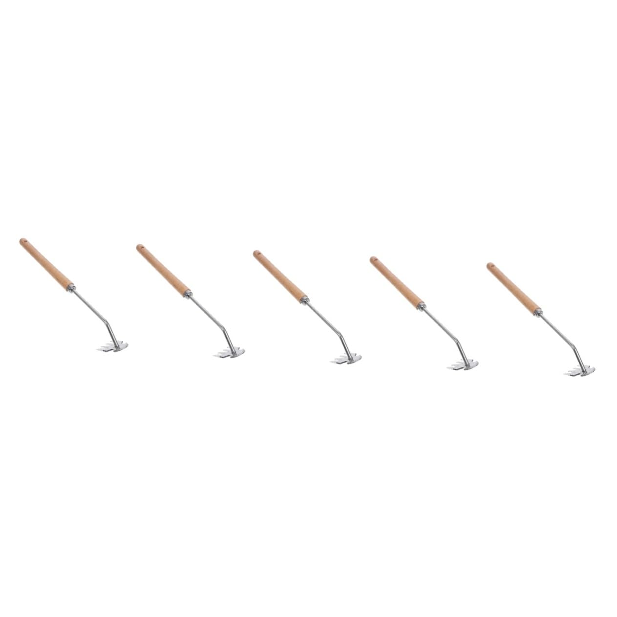 INOOMP 5stücke Gartenwerkzeug Zum Entfernen Von Unkraut Zahn Handweeder Aus Edelstahl Mit Ergonomischem Holzgriff Für Effektives Wurzeljäten Im Garten Und Dem Rasen