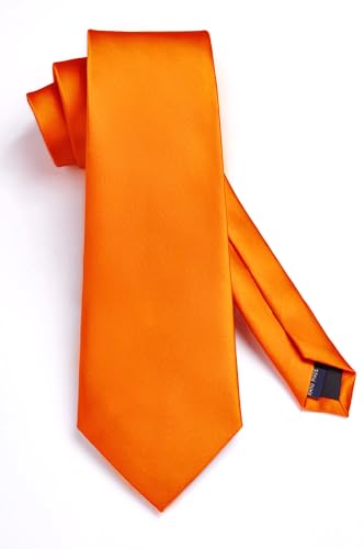 Image of HISDERN Mens Solid Color Ties Formal Satin Necktie and Pocket Square Set Classic Wedding Business Tie & Handkerchief