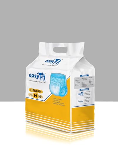 Image of Easyfit Adult Diapers Pants Medium Size | Adult Pull Up Pants | Unisex Leak Proof | Overnight Protection | Anti-Bacterial Absorbent Core (Pack of 6, Count 60)