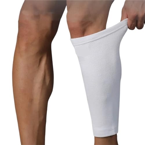 CHYLMAPHEN 1pc White Calf Support Knitting Shin Splint & Calf Protector Compression for Men Women Basketball Soccer Running for Shin Splint Relief, Recovery, Running(L)