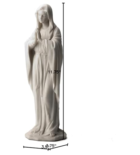 Estatua Virgen María Resina Blanco Mármol 11.75 in miniatura 7