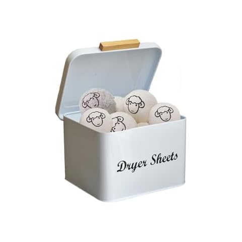 Dryer Sheets Holder/Pods Holder for Laundry Room - Iron Laundry Detergent Storage Box, Wooden Handle Laundry Bead Container Cover